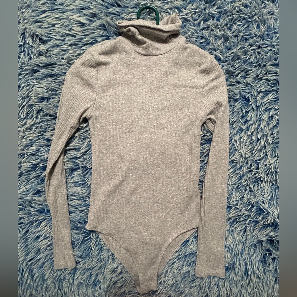 Grey Turtleneck Bodysuit